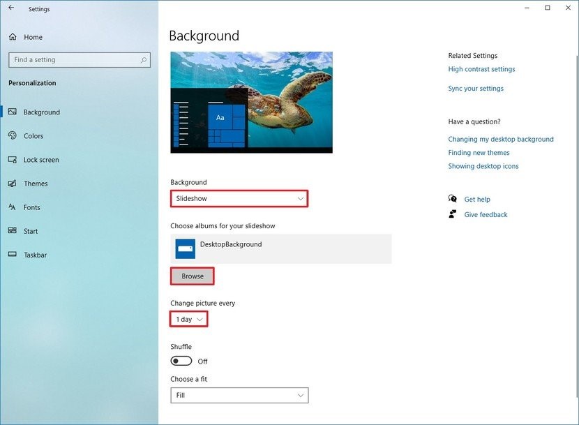change the Windows 10 desktop background